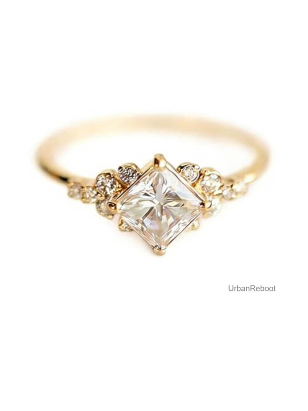 Vintage 14k Gold Plated CZ Ring Band Wedding Engagement Ring for Women